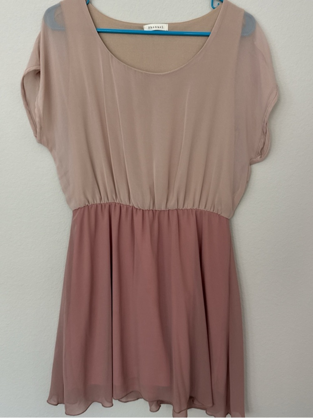 Phanuel Two-Tone Blush and Dusty Rose Chiffon Dress